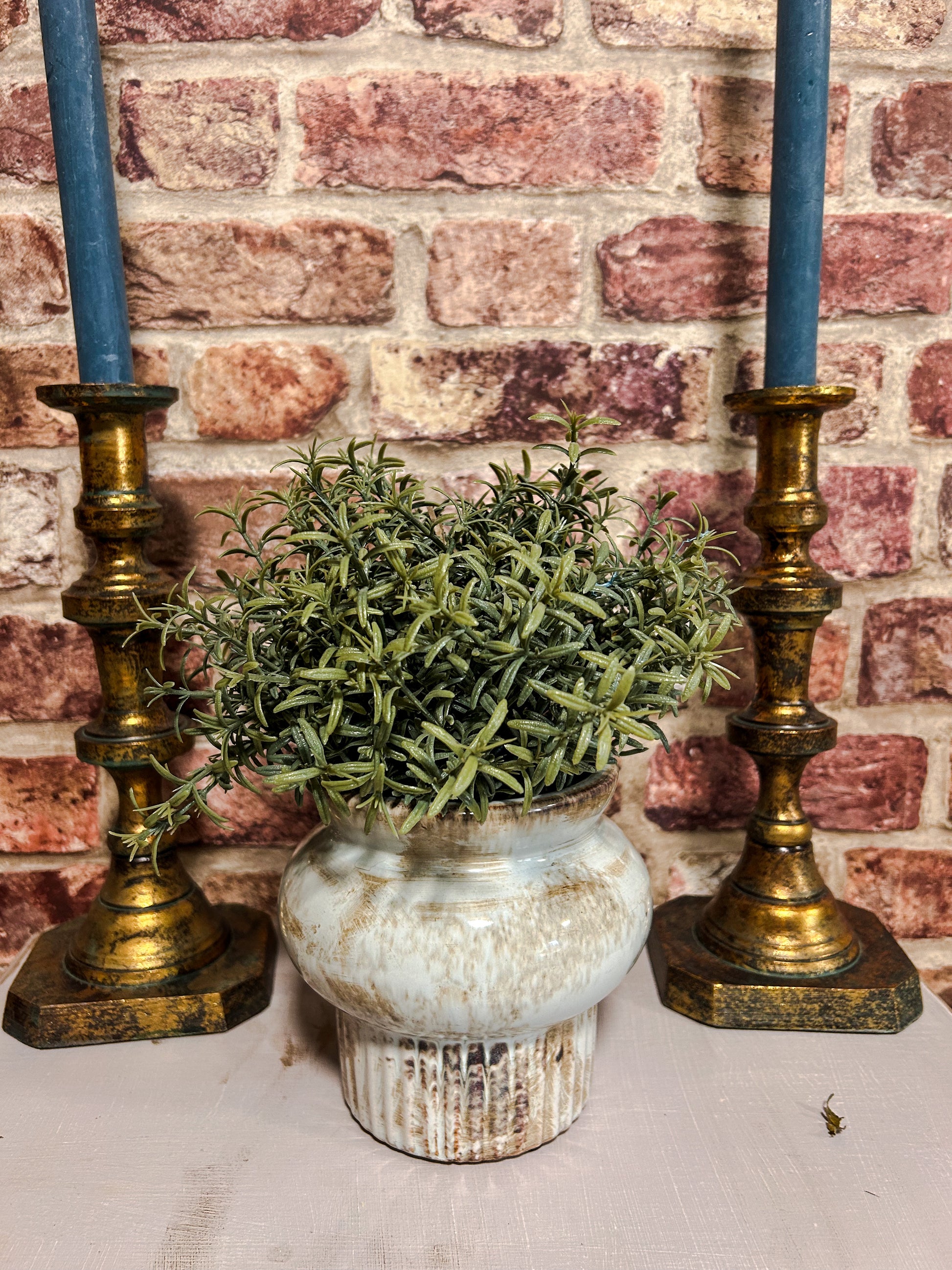 Worn brass look candlestick - The Barn Shed