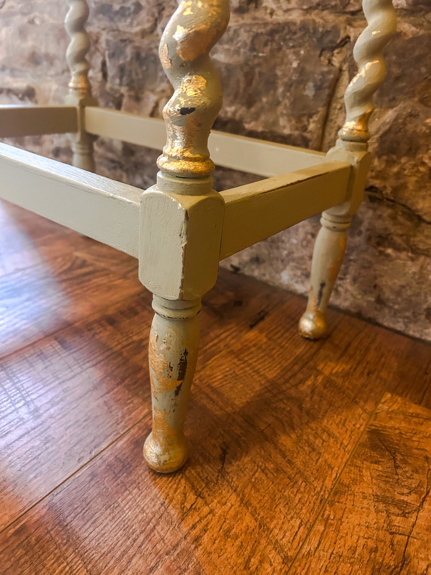 Hand painted hall table with gold leaf - The Barn Shed