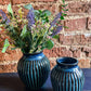 Blue Ribbed Glazed Vase 16CM - The Barn Shed