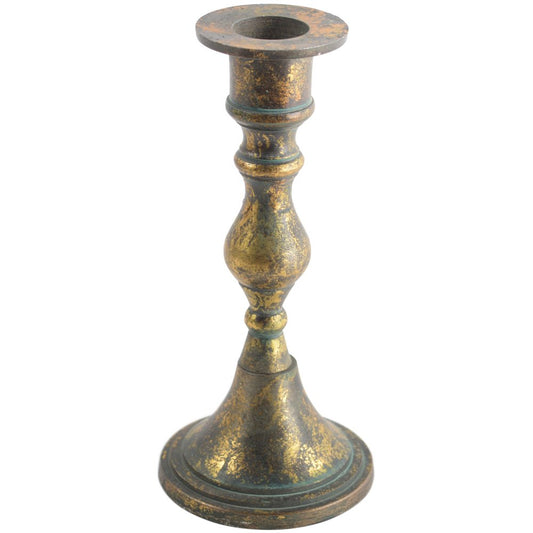 Brass distressed candlestick - The Barn Shed