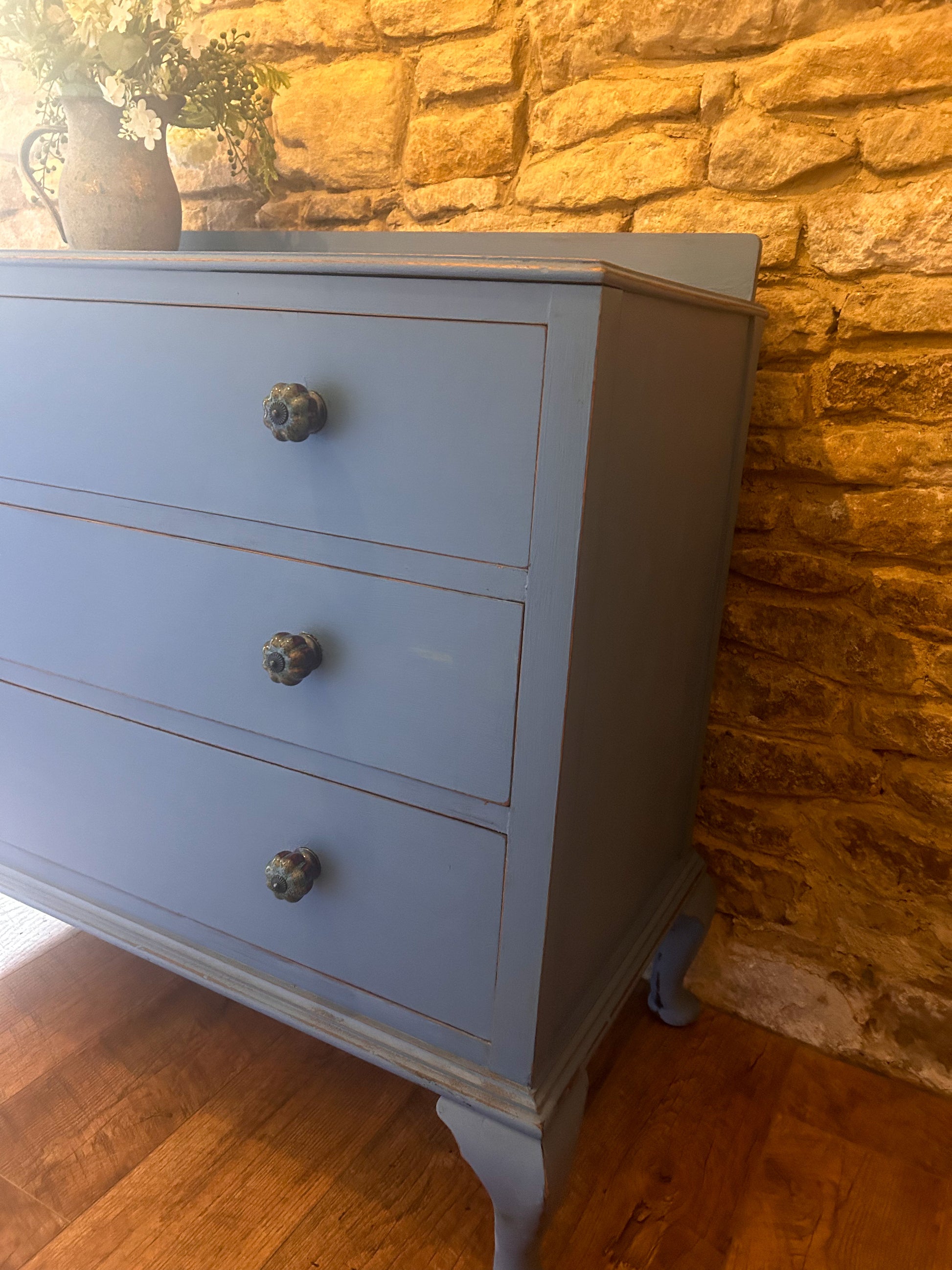 Rustic Country House Chest of Drawers in Greek Blue - The Barn Shed