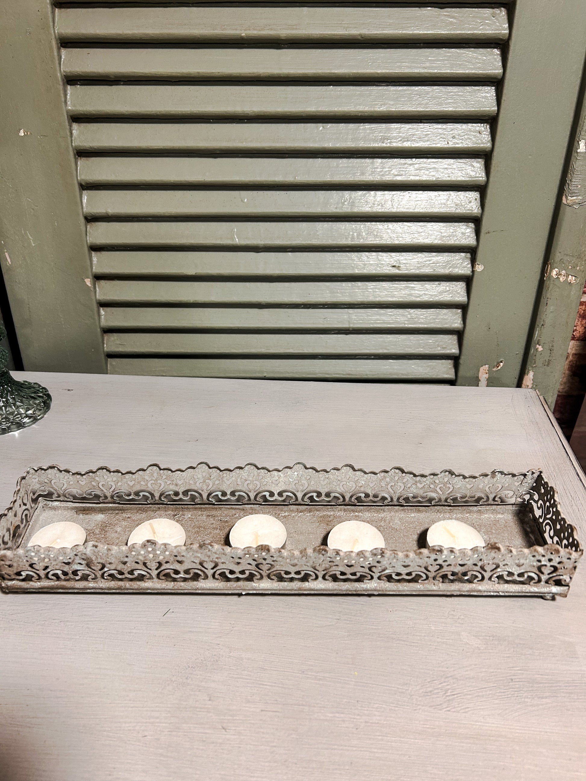 Zinc candle tray - The Barn Shed