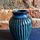 Small Blue Ribbed Vase, 13CM - The Barn Shed