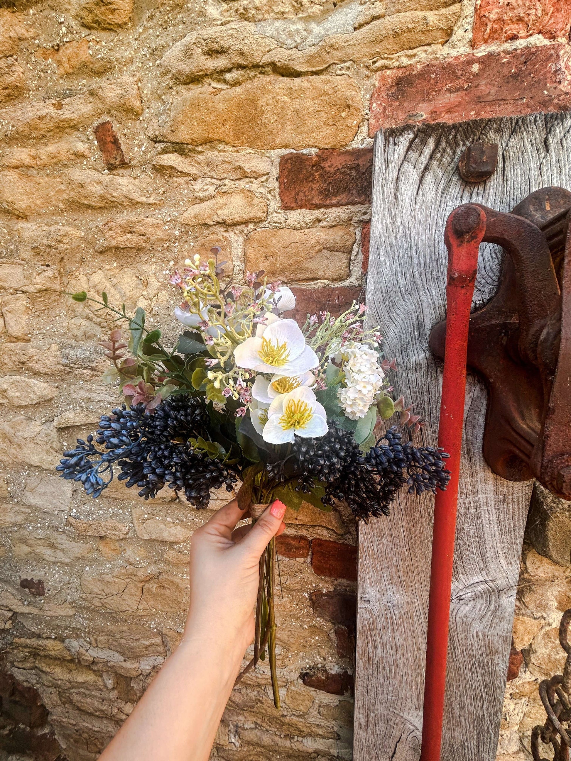 Faux Dark Berry and Wild Flower Arrangement - The Barn Shed