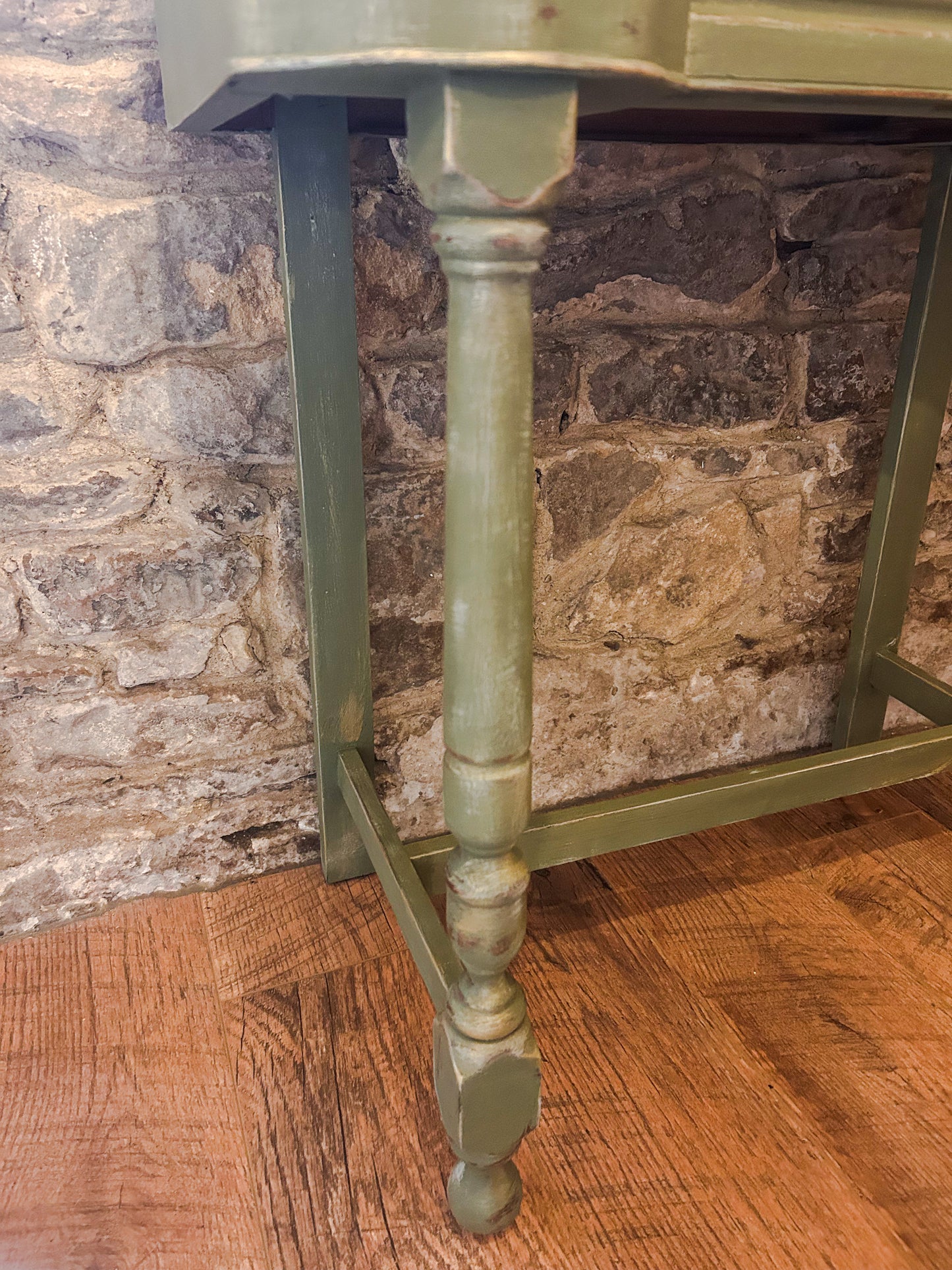 Refurbished Hand Painted Olive Green Hall table - The Barn Shed