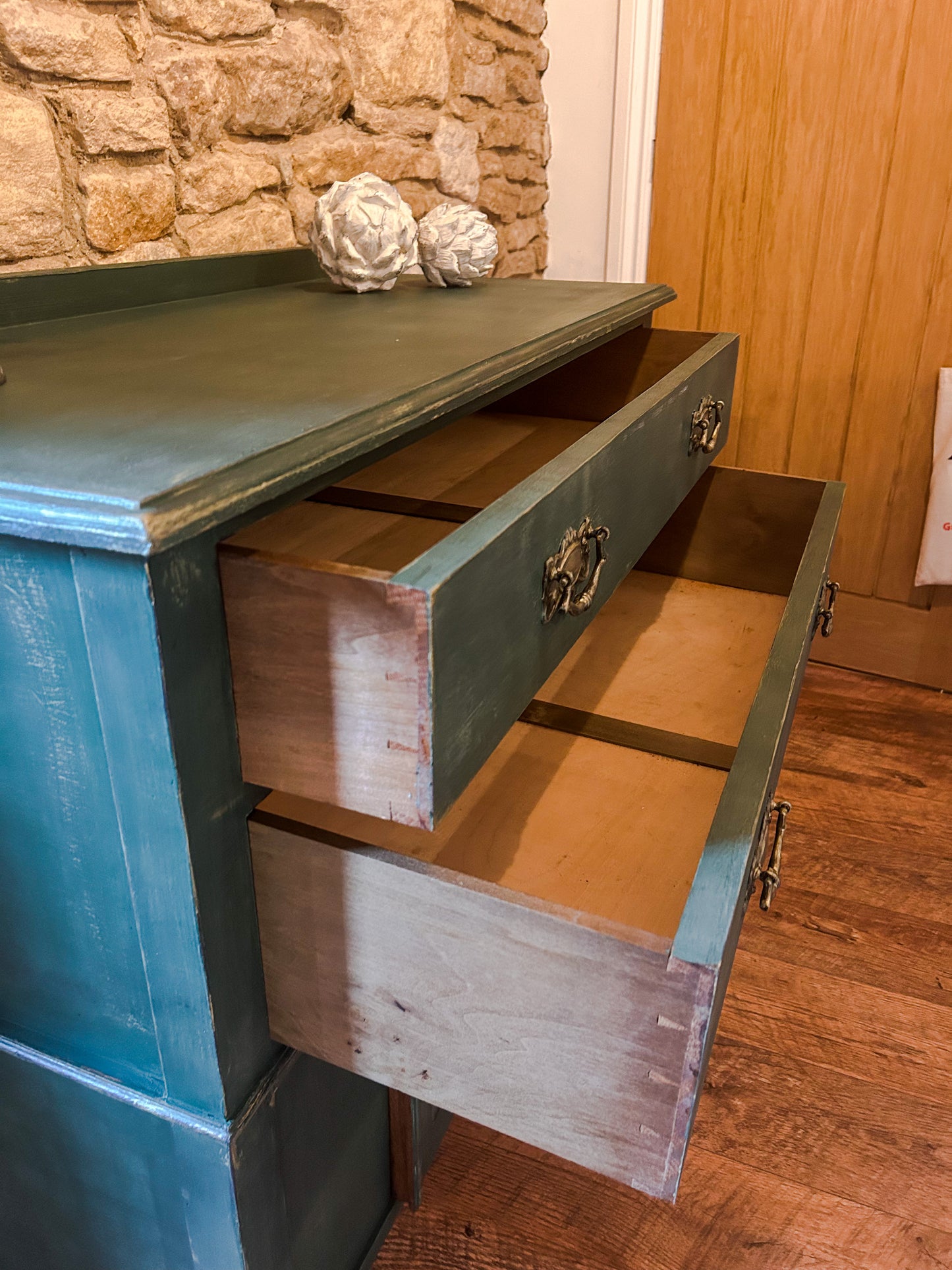 Refurbished Hand Painted Amsterdam Green Sideboard - The Barn Shed