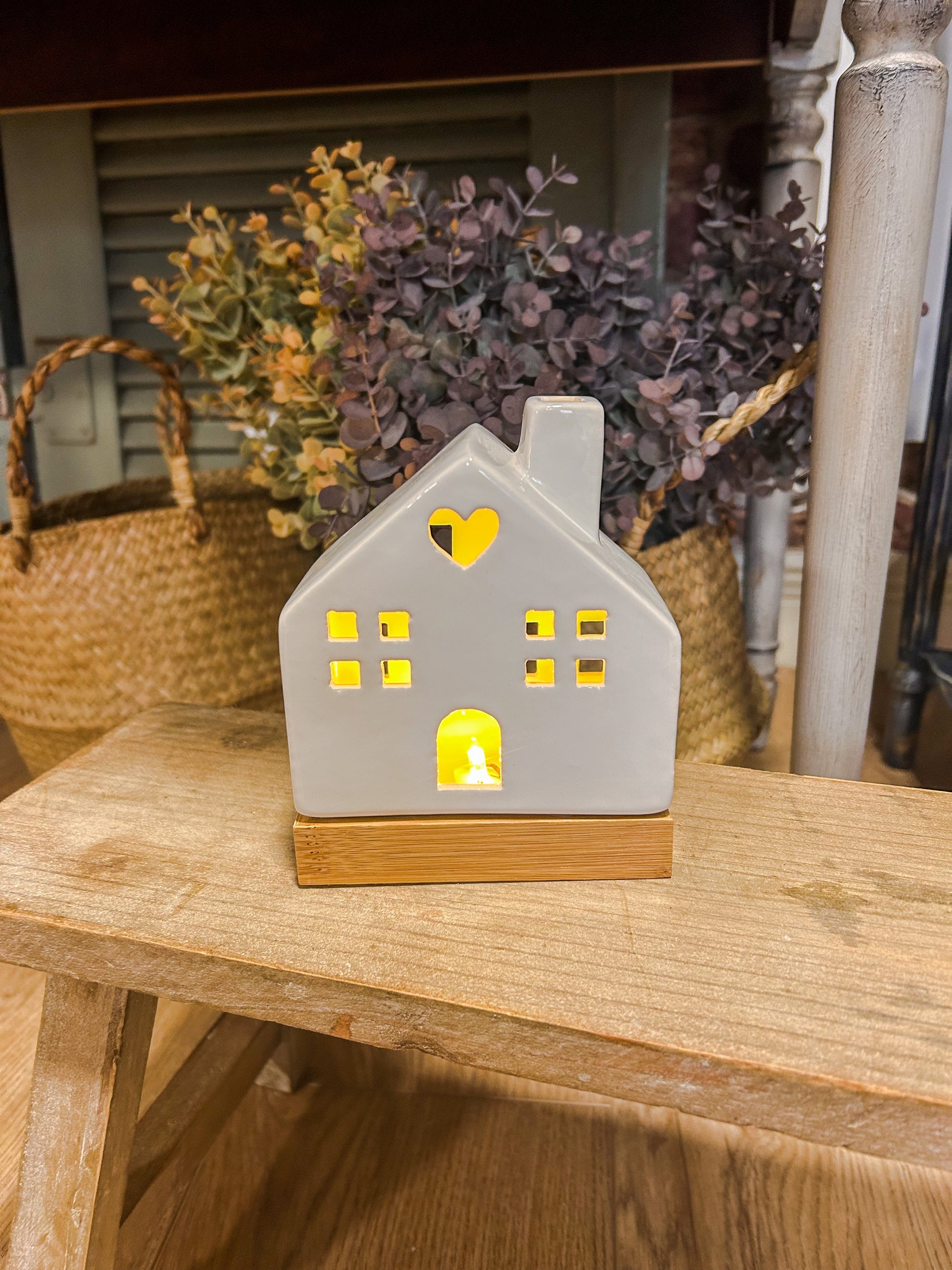 LED House decoration on wooden base - The Barn Shed