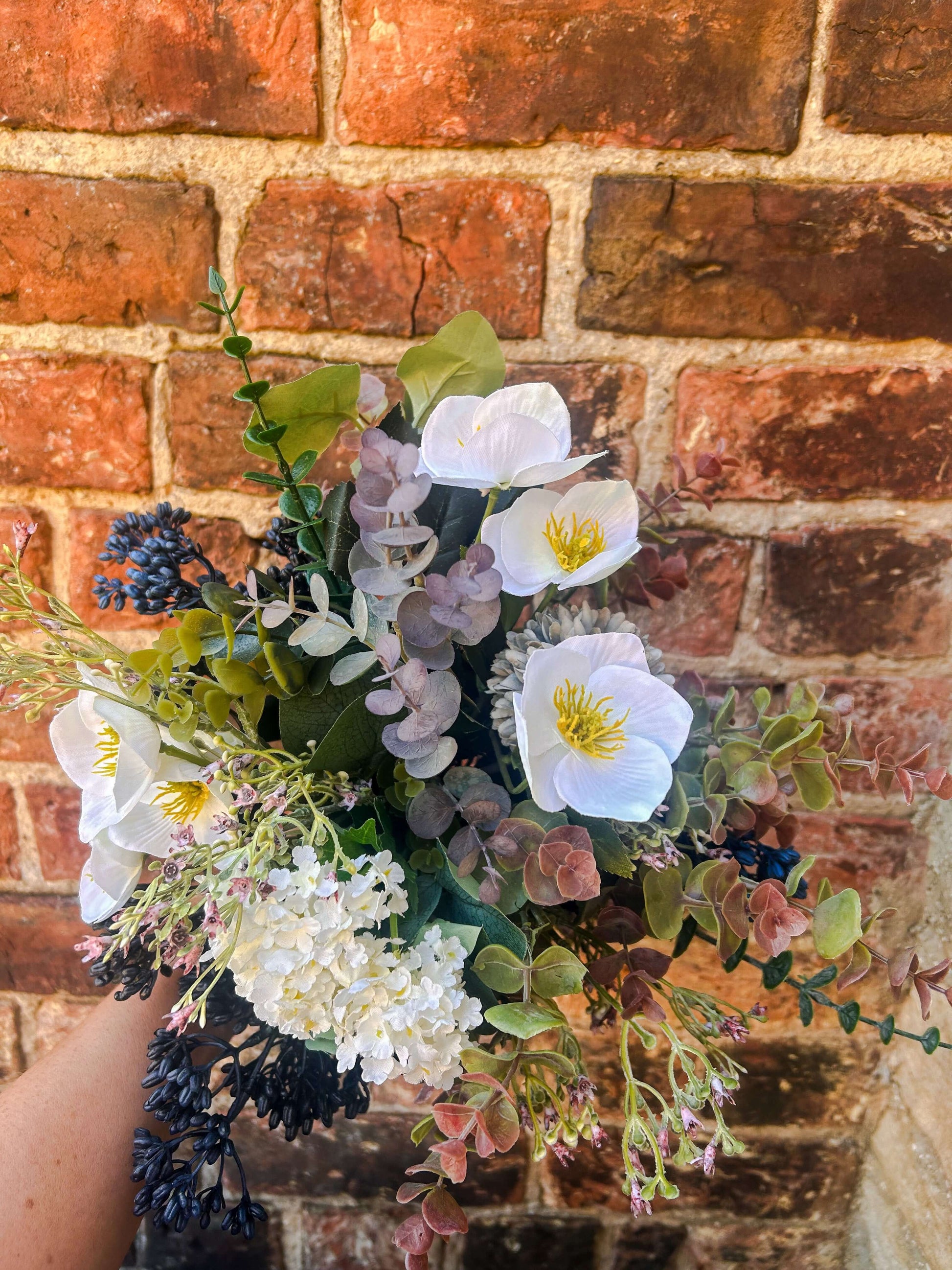 Faux Dark Berry and Wild Flower Arrangement - The Barn Shed