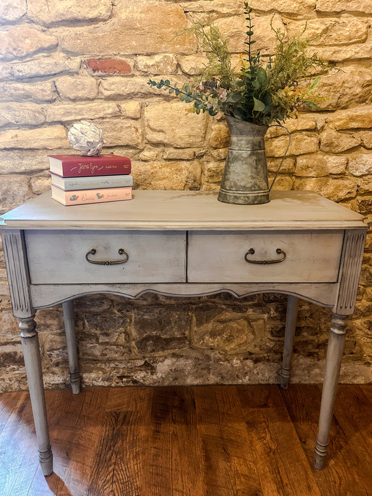 Hand Painted Château Grey Distressed Console Table - The Barn Shed