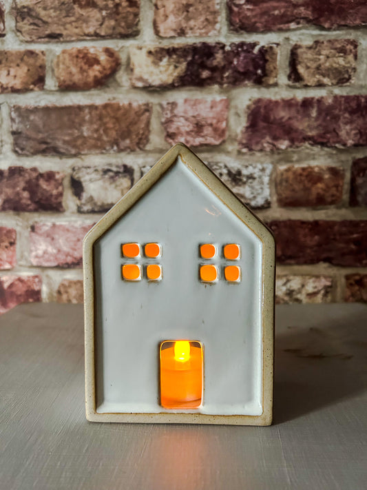 Natural House with LED lit candle - The Barn Shed