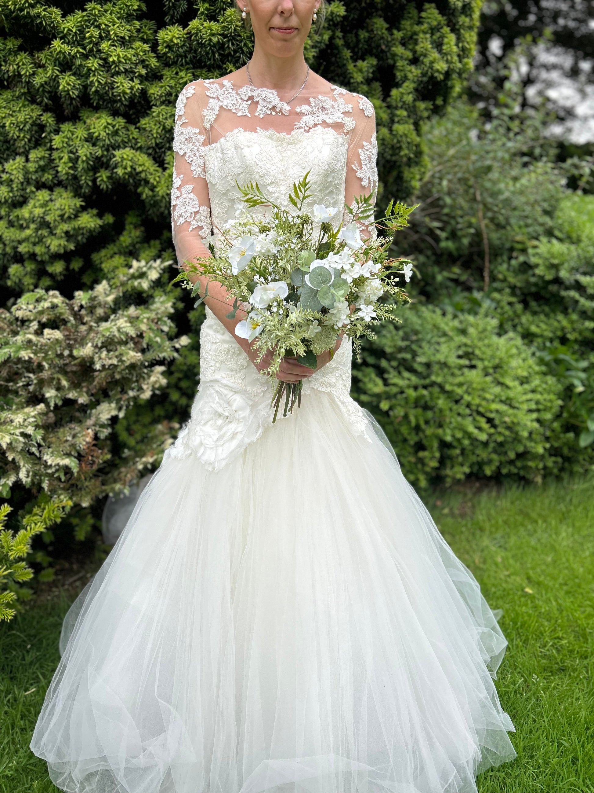 Faux Wedding Flowers-White and Green Bridal Bouquet