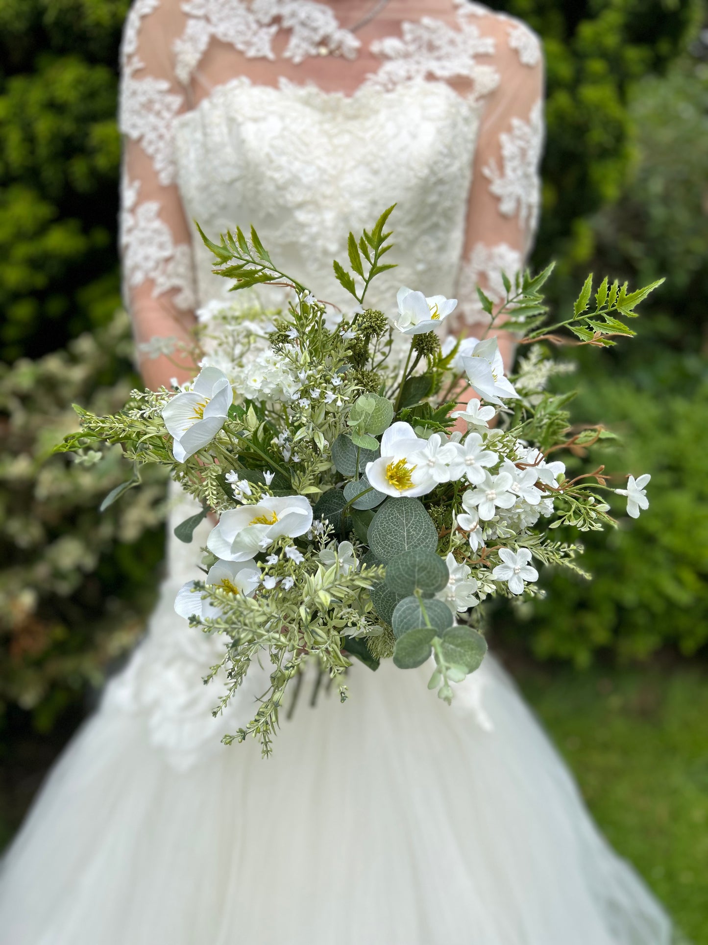 Faux Wedding Flowers-White and Green Bridal Bouquet