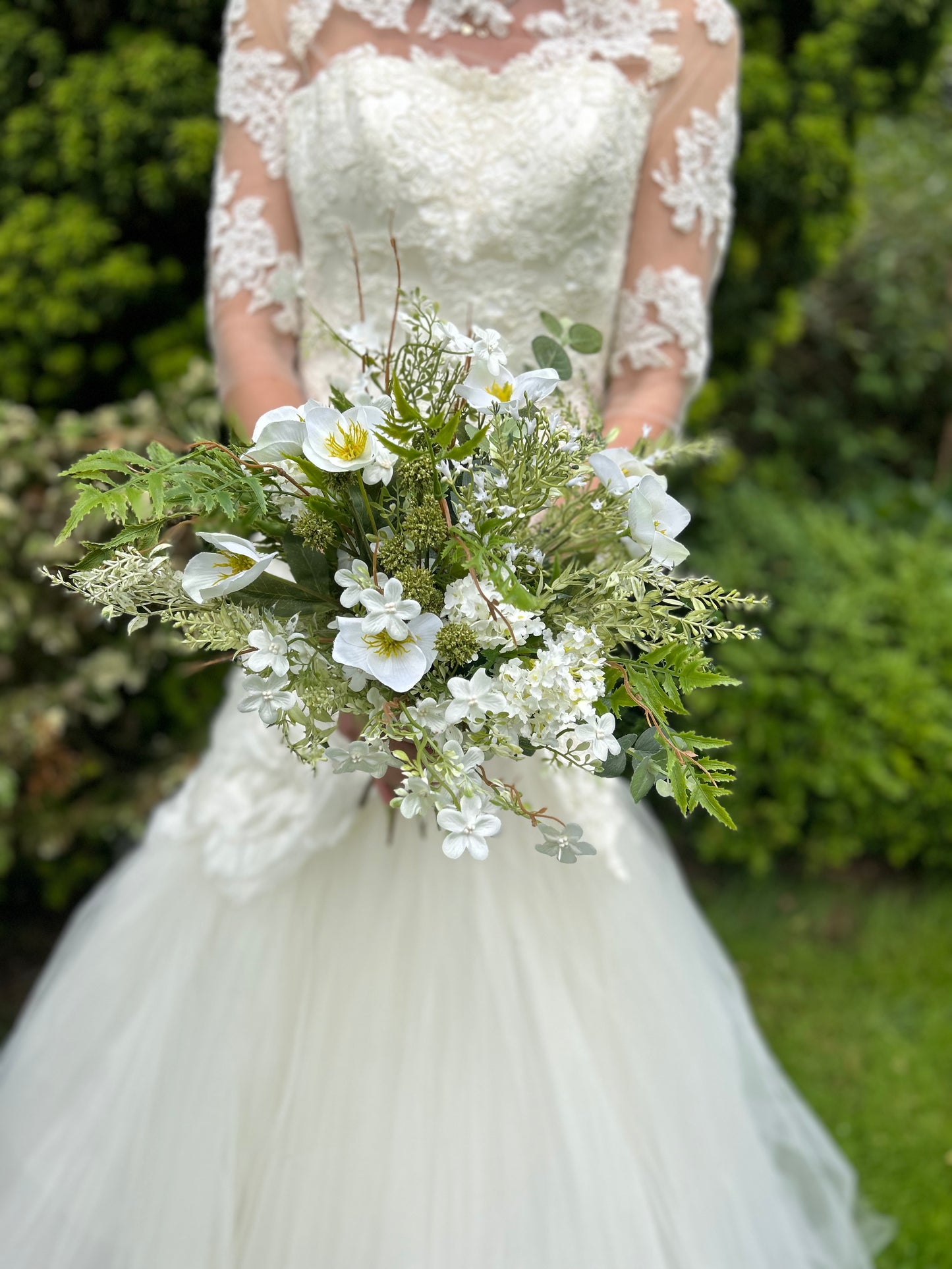 Faux Wedding Flowers-White and Green Bridal Bouquet