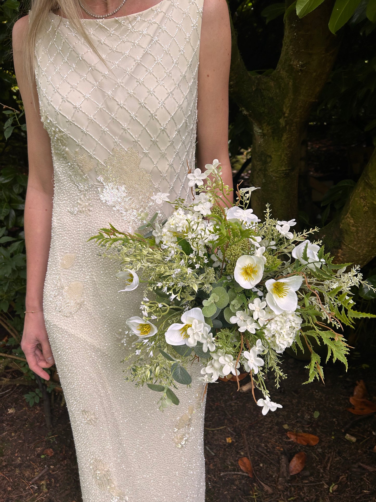 Faux Wedding Flowers-White and Green Bridal Bouquet