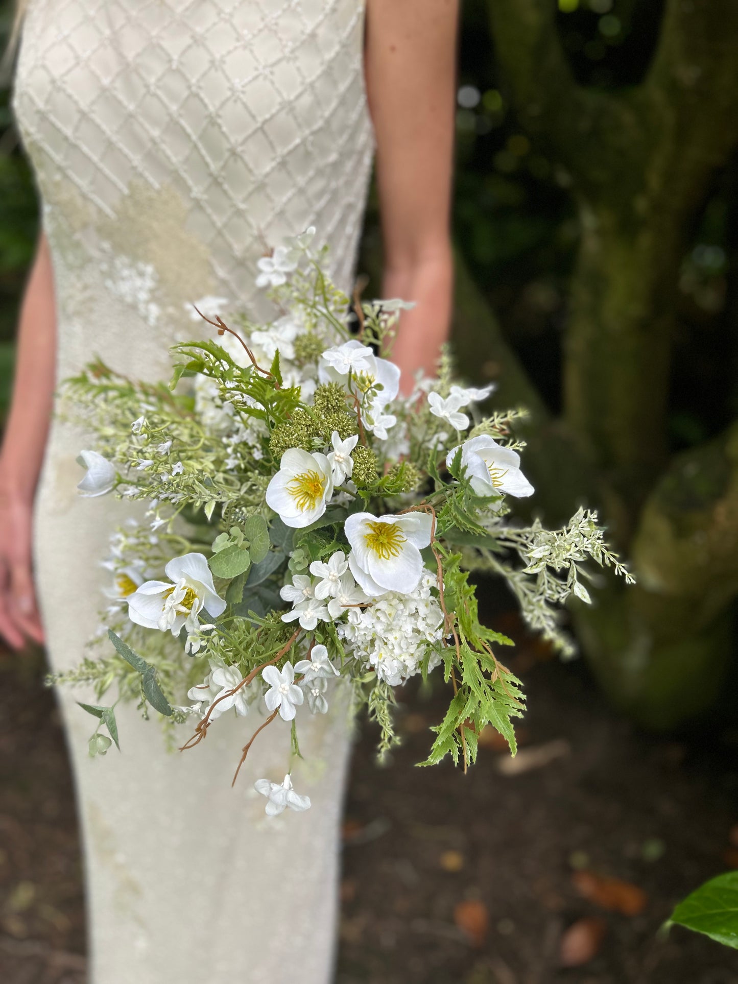 Faux Wedding Flowers-White and Green Bridal Bouquet