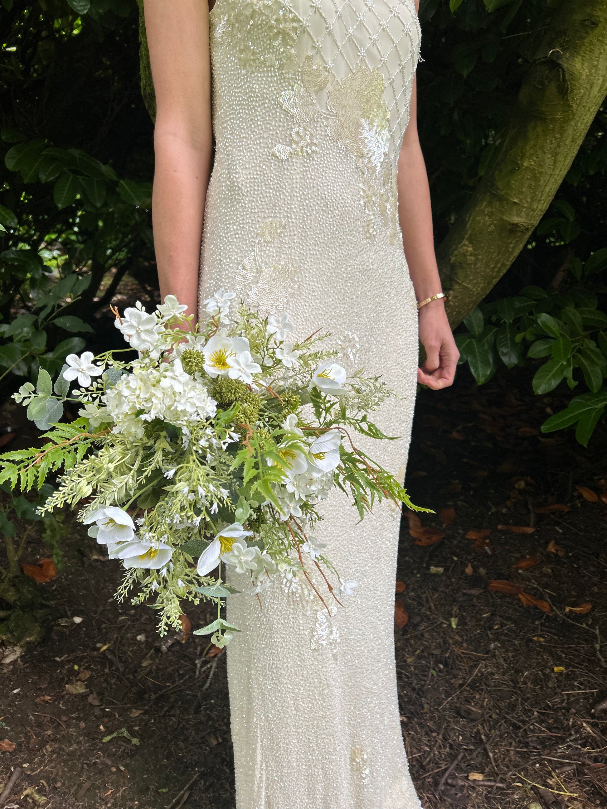 Faux Wedding Flowers-White and Green Bridal Bouquet