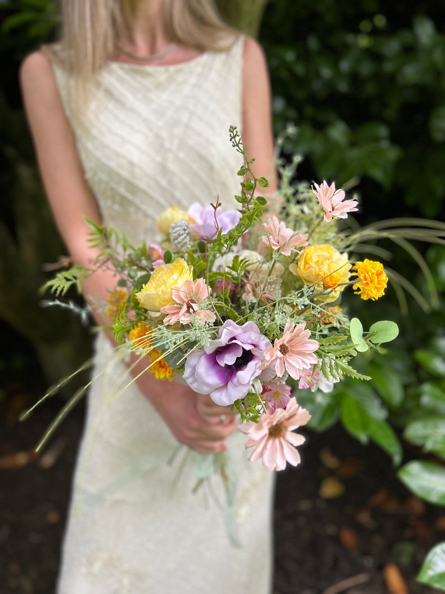 Faux Wedding Flowers-Colourful Spring Bridal Bouquet