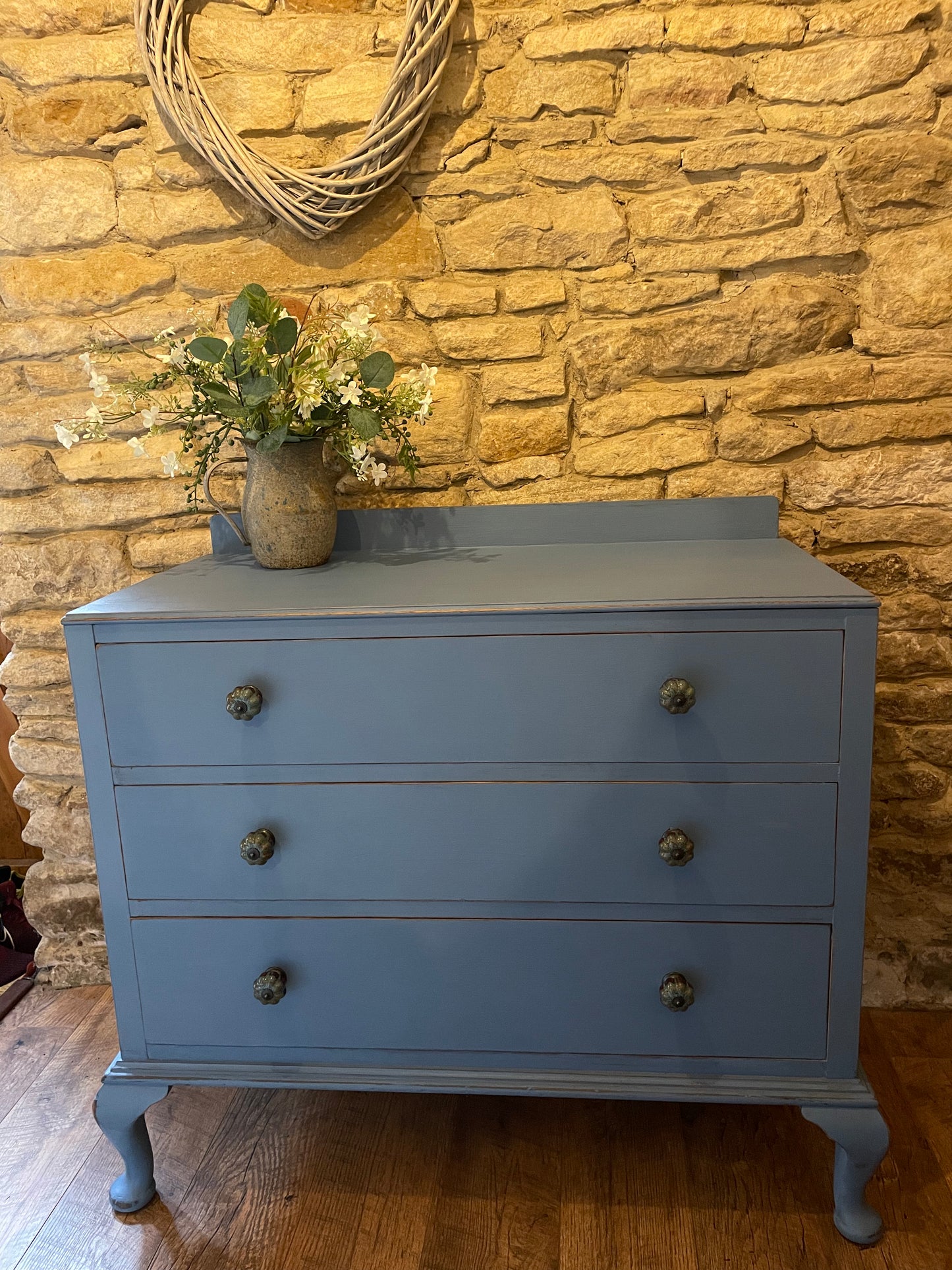 Rustic Country House Chest of Drawers in Greek Blue - The Barn Shed