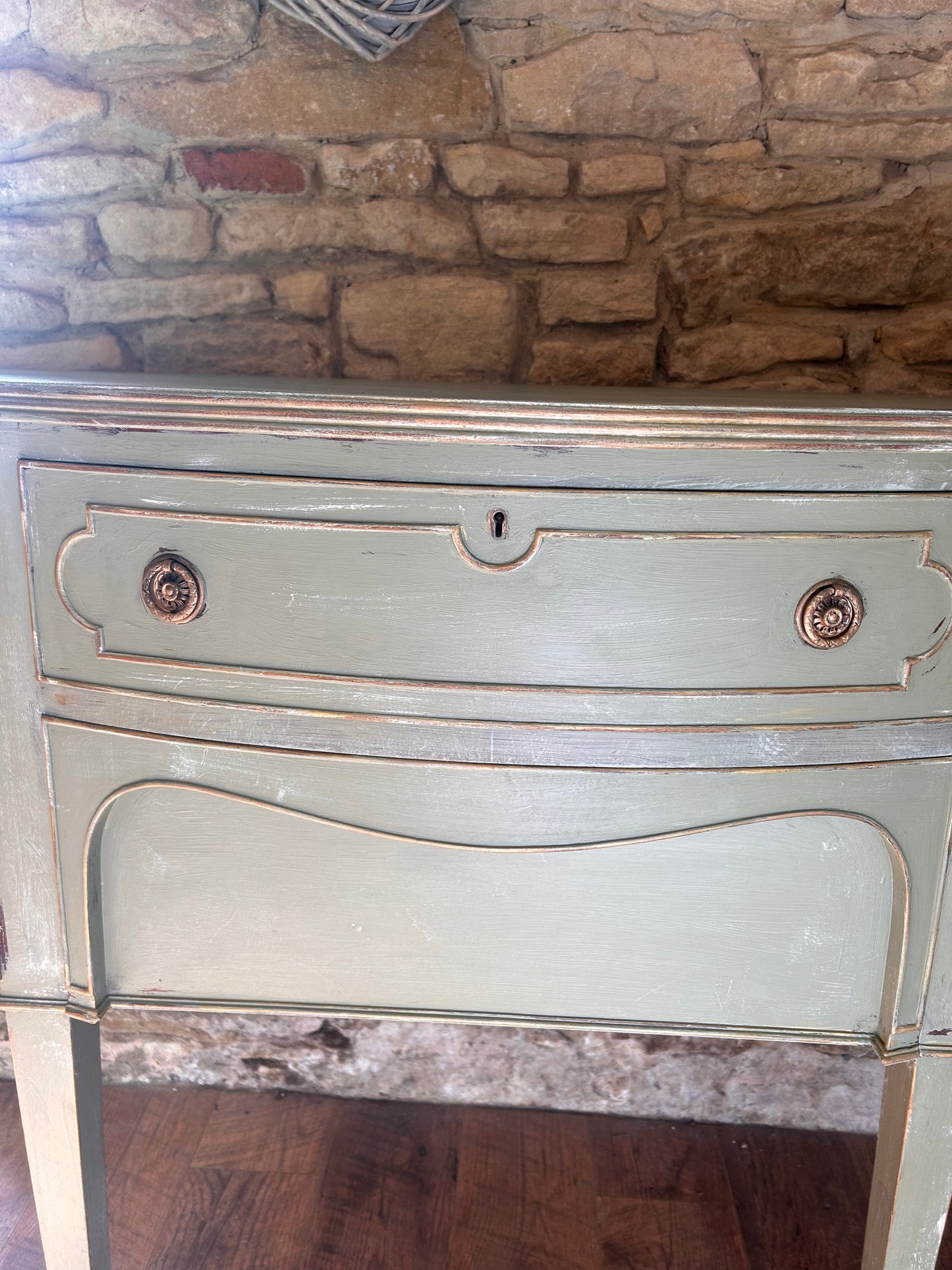 Country House Rustic Hand Painted Sideboard in Vintage Green/Grey - The Barn Shed