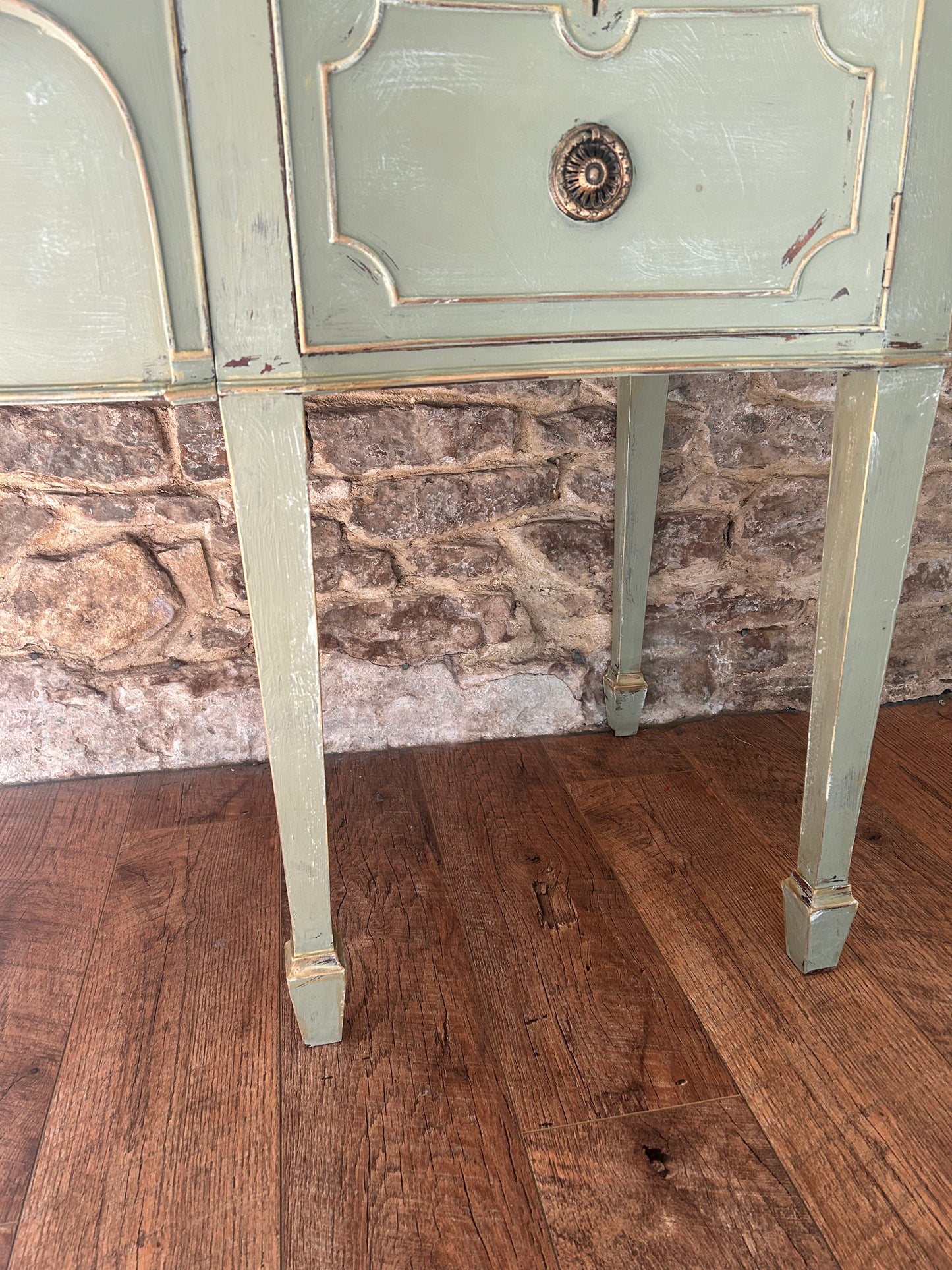 Country House Rustic Hand Painted Sideboard in Vintage Green/Grey - The Barn Shed