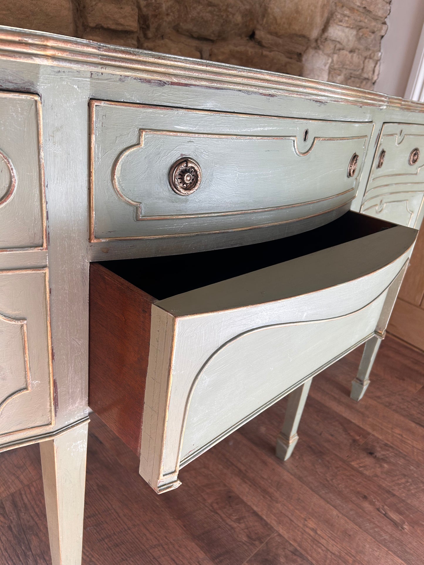 Country House Rustic Hand Painted Sideboard in Vintage Green/Grey - The Barn Shed