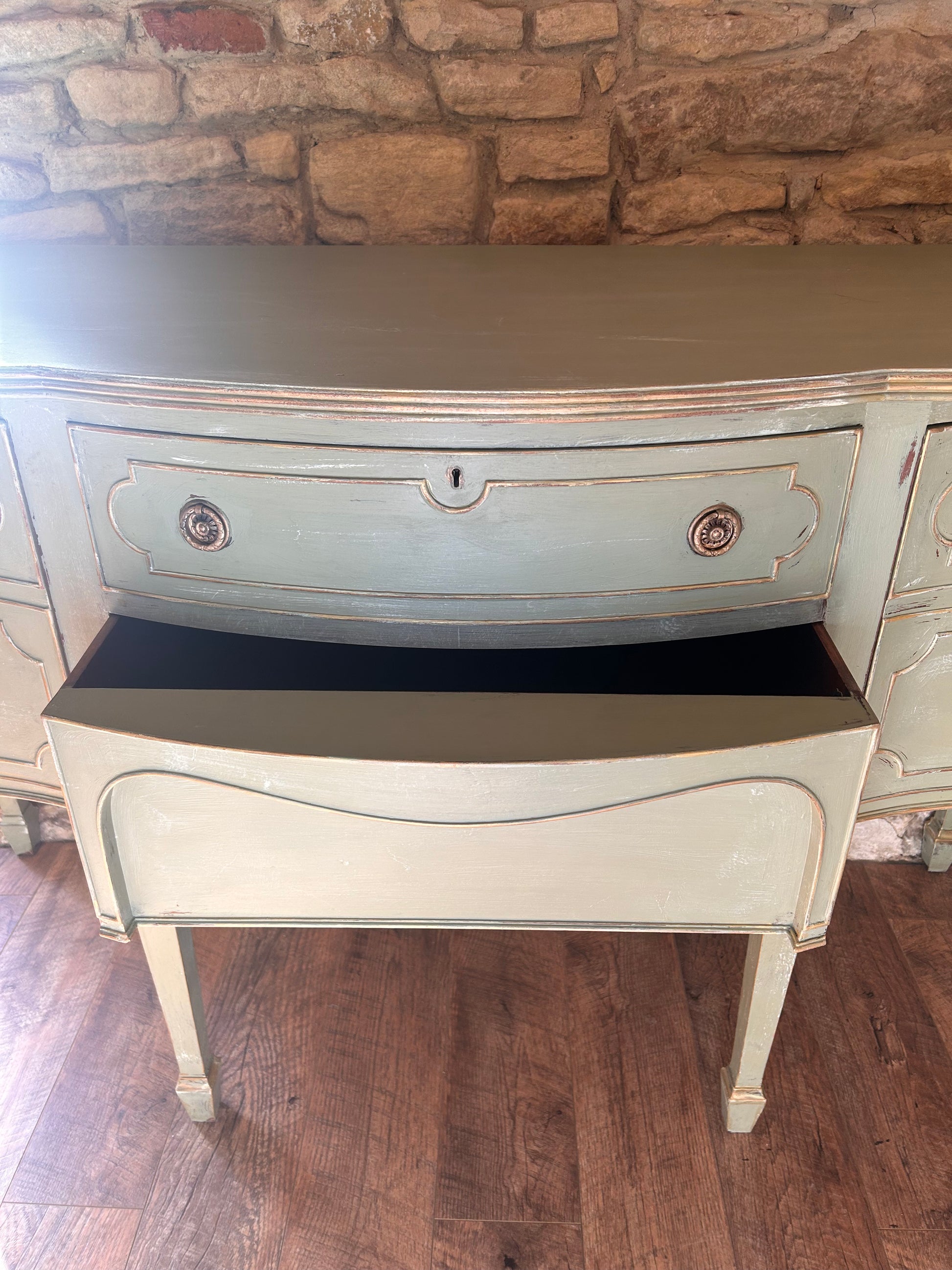 Country House Rustic Hand Painted Sideboard in Vintage Green/Grey - The Barn Shed