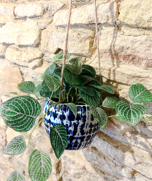 Blue Abstract Hanging Pot