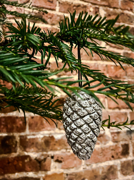 Silver Pinecone Ornaments