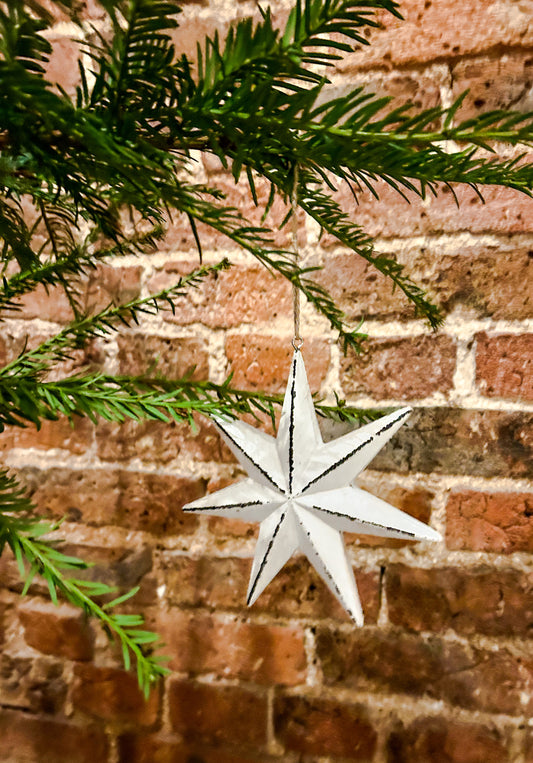 Rustic White Hanging Star - The Barn Shed