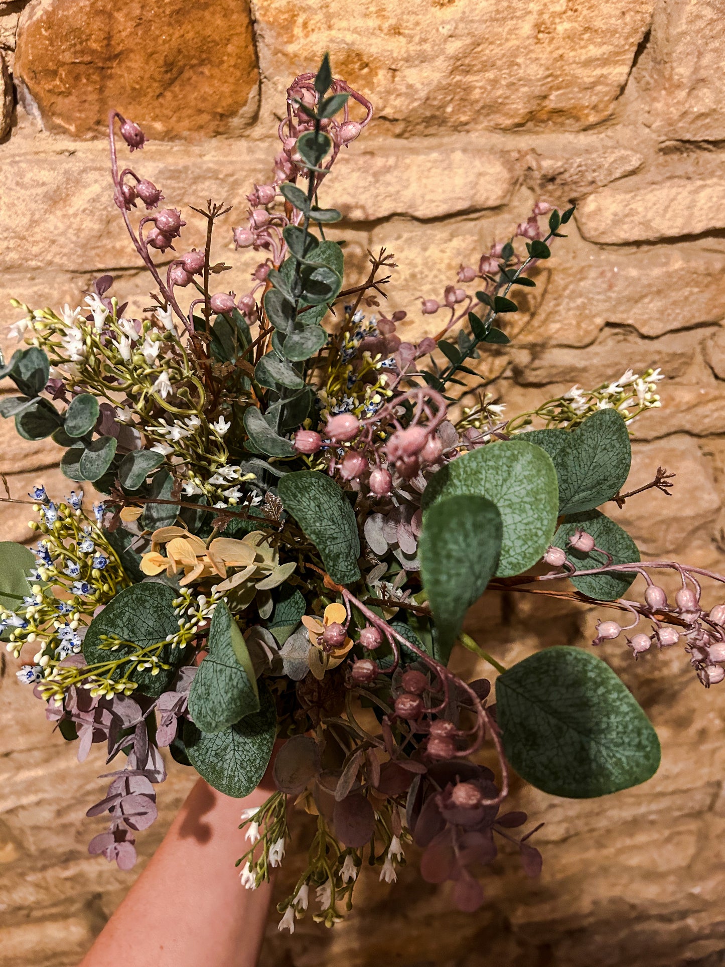 Faux Flower Lilac and Greenery Wild Arrangement - The Barn Shed