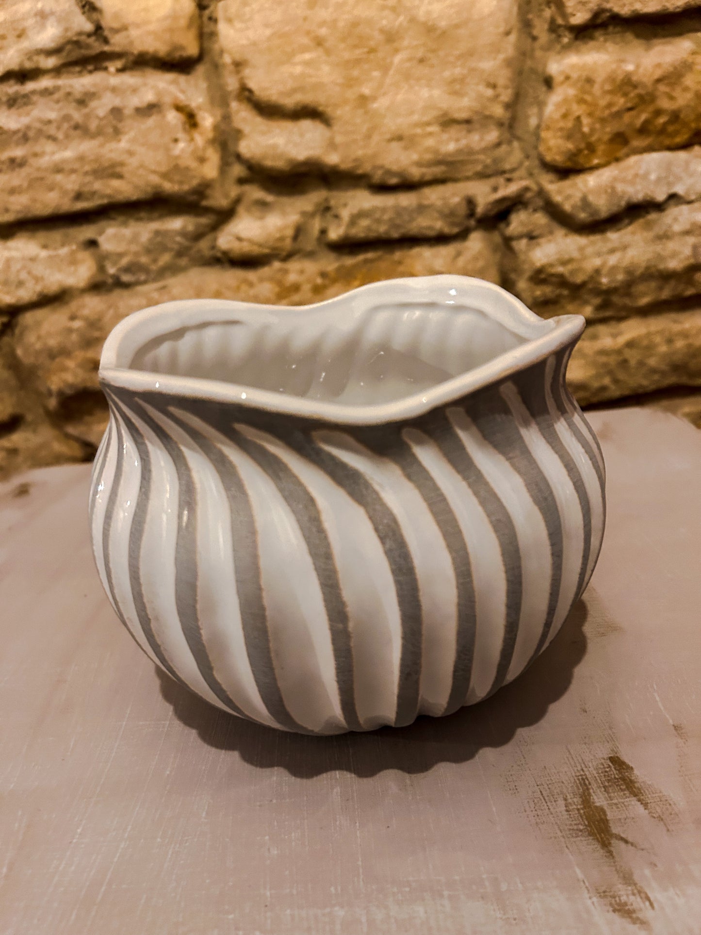 White and Grey Plant Pot