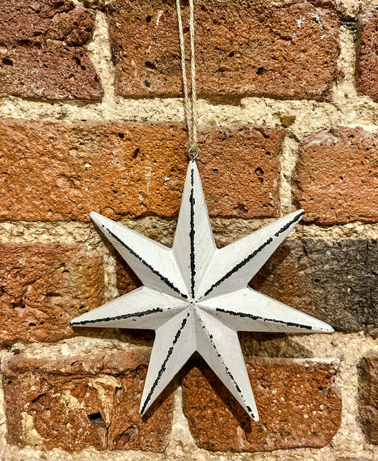 Rustic White Hanging Star - The Barn Shed