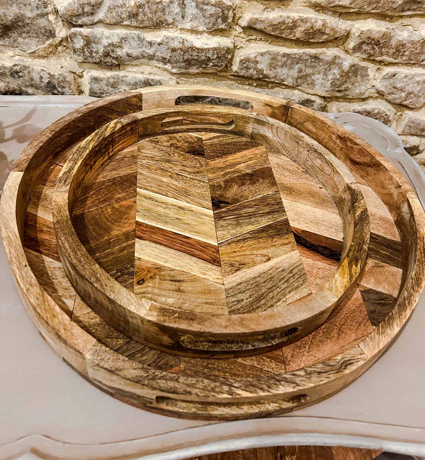 Herringbone Wood Tray