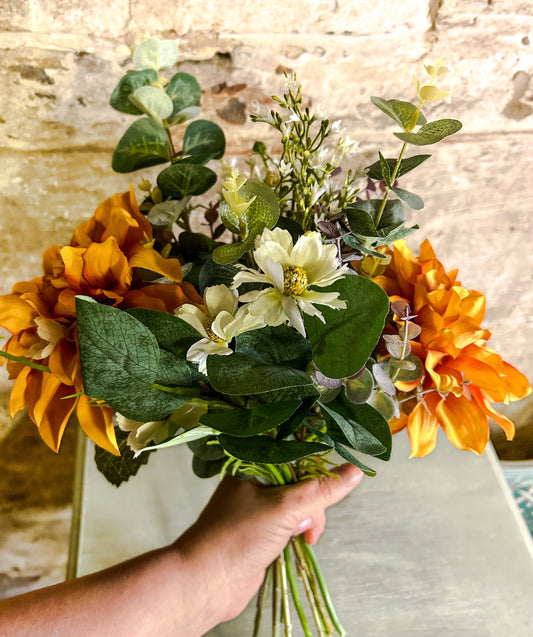 Faux Flower Orange Dahlia Arrangement