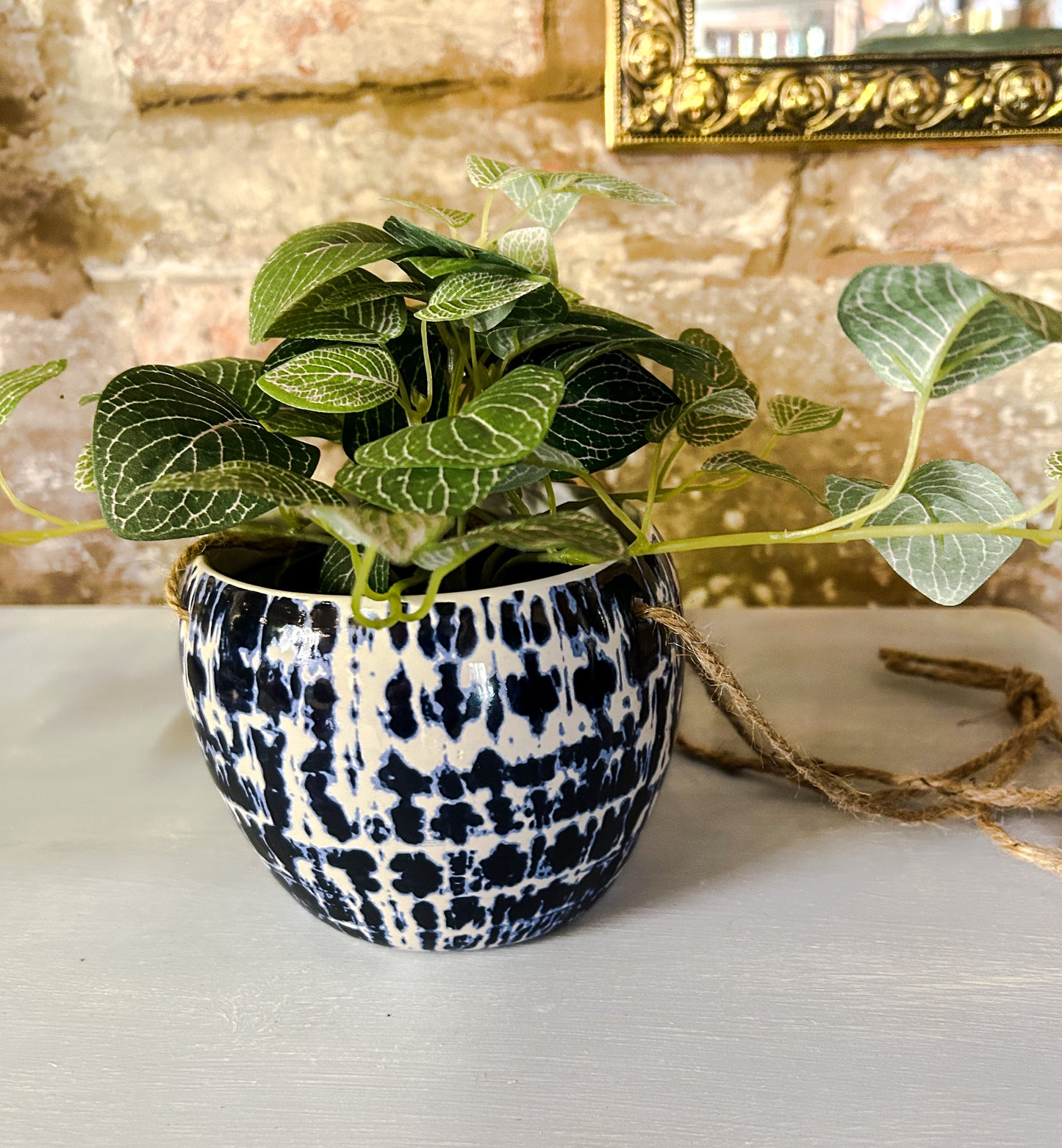 Blue Abstract Hanging Pot