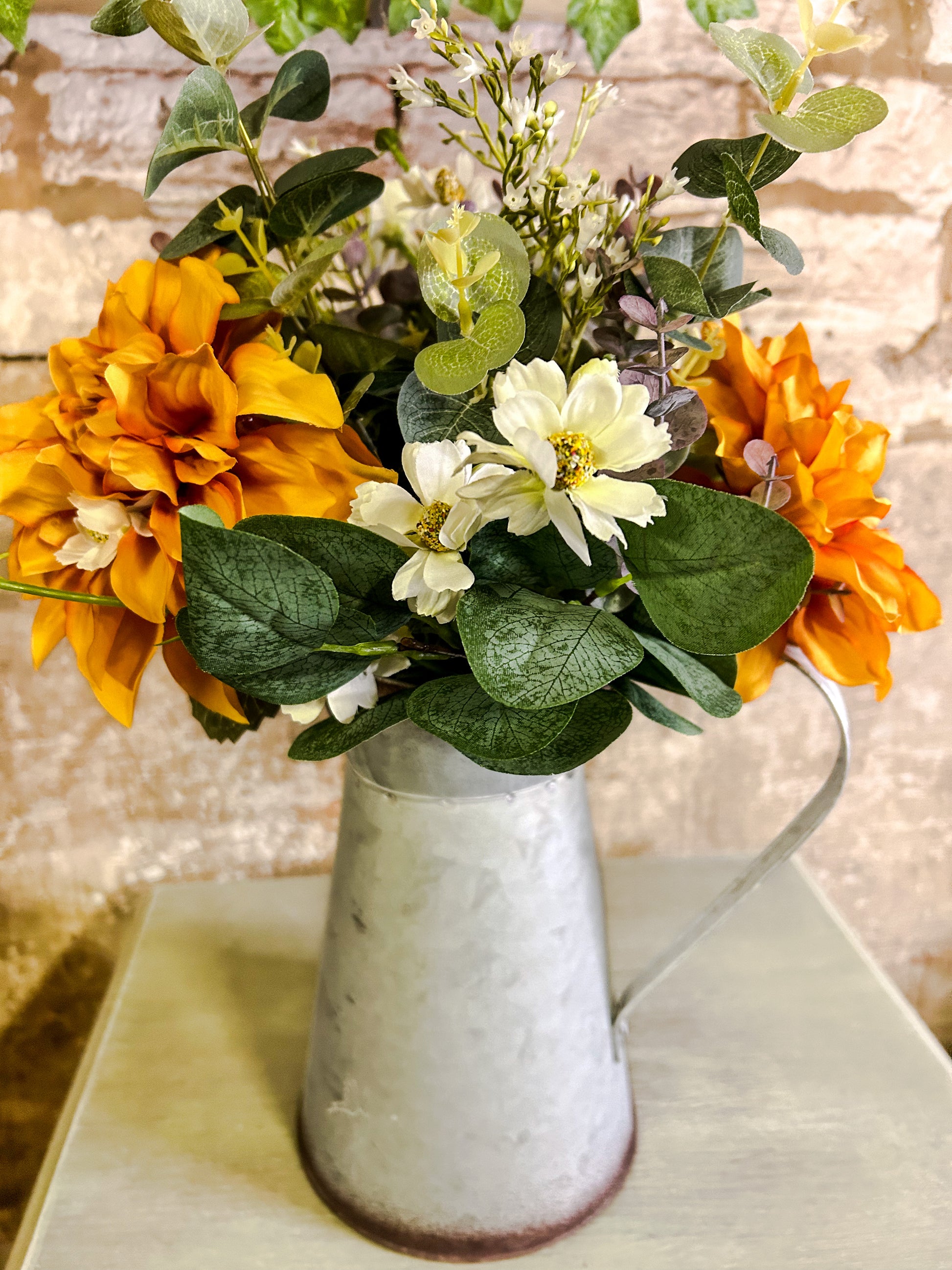 Faux Flower Orange Dahlia Arrangement