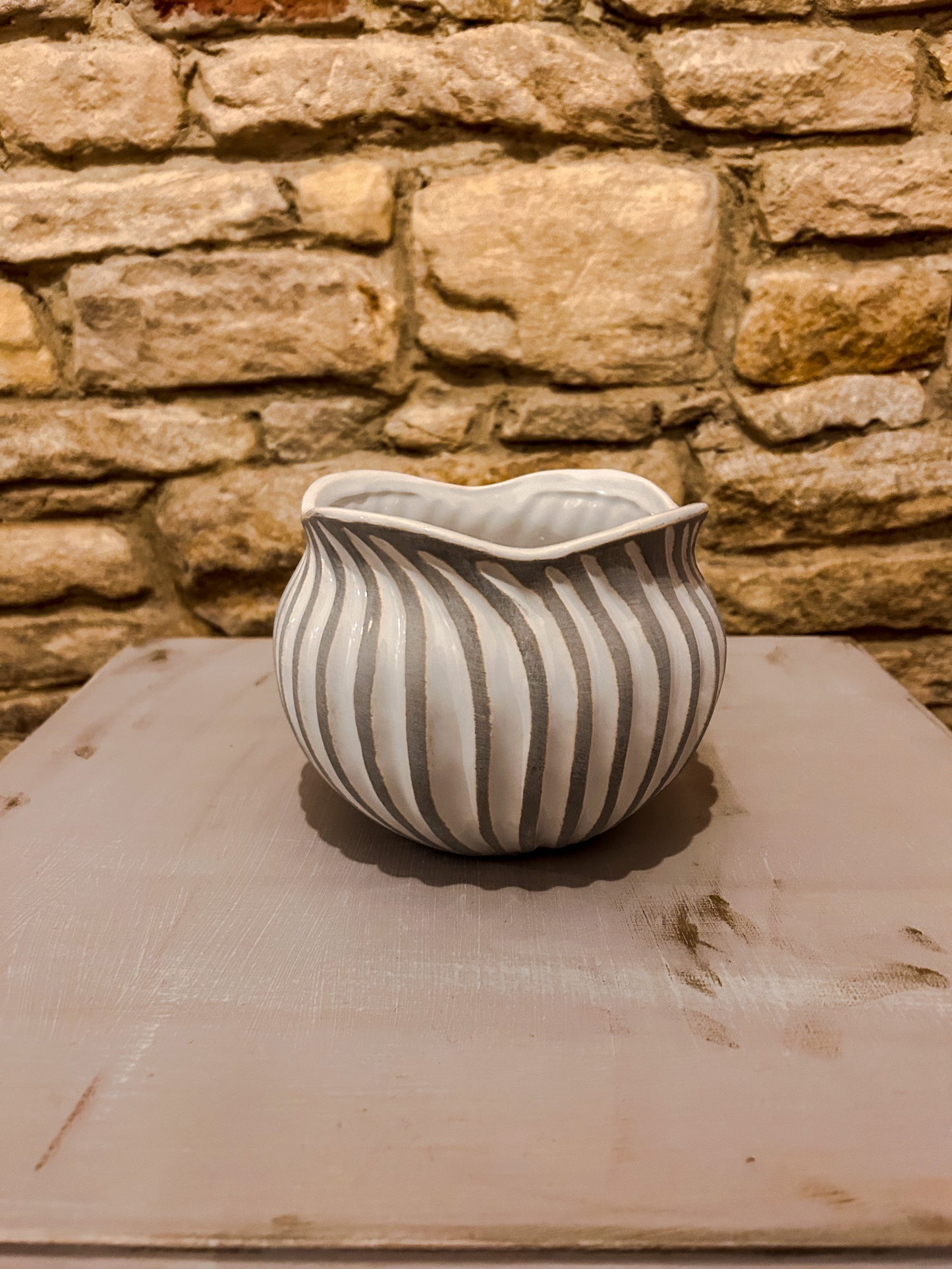 White and Grey Plant Pot